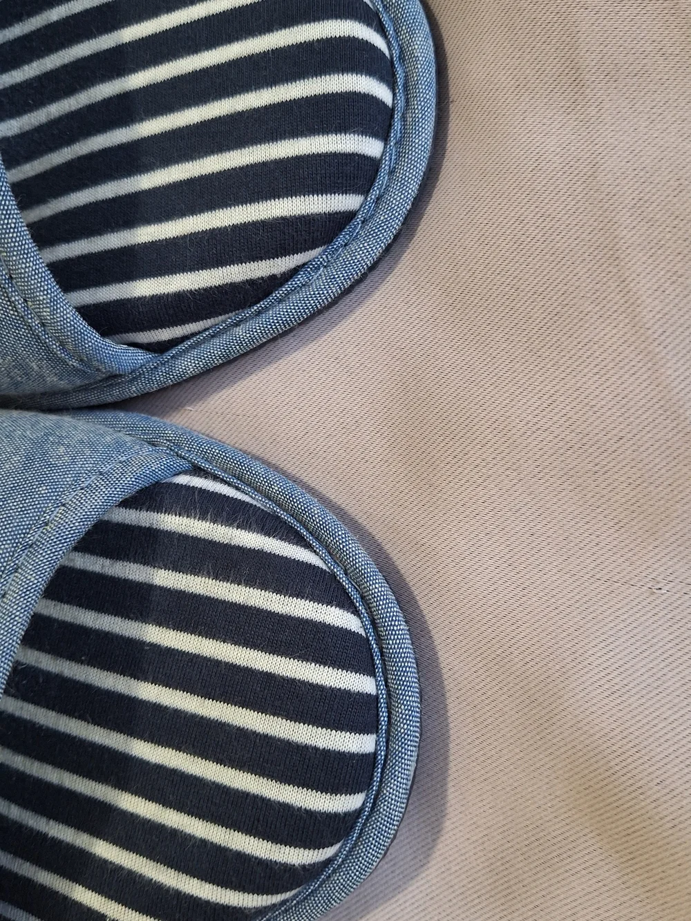 Polo Ralph Lauren Men's Striped Denim Slippers Blue/Navy/White Open Toe US 10